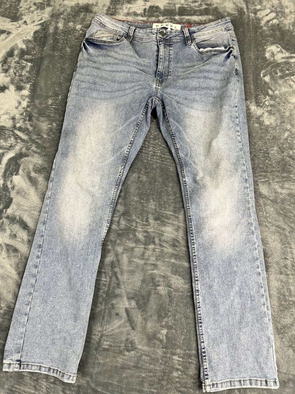 Artful Rebel Mens Light Wash Distressed Slim Fit Jeans 36x32